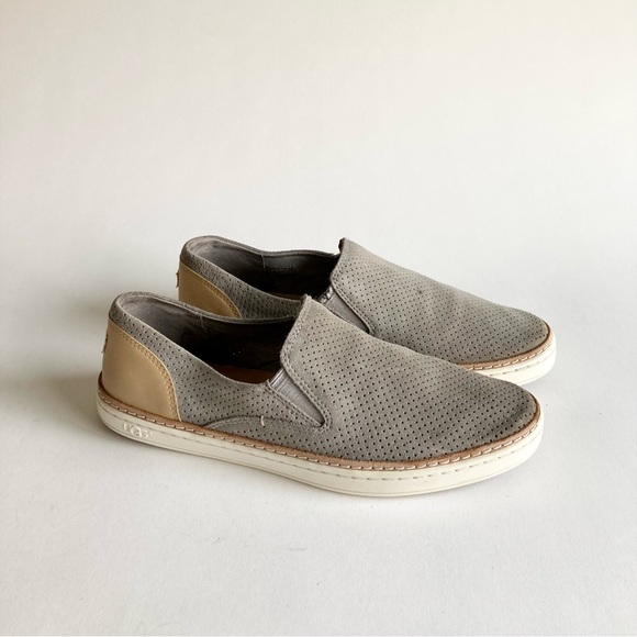 UGG Grey Suede Cream Leather Low Top Sneakers size 8 - Picture 2 of 15